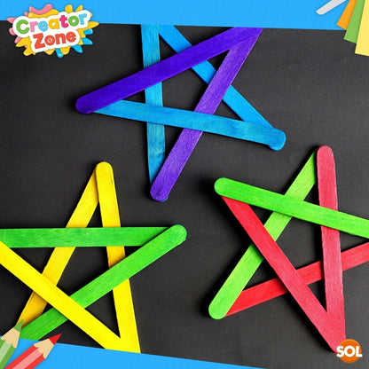 200 Coloured Natural Ice Lolly Lollipop Sticks Wooden Model Craft Sticks 80x14mm