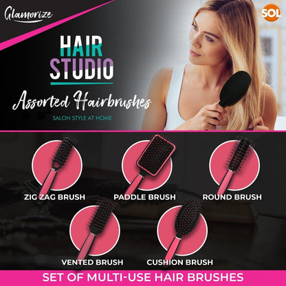 25pk Hair Brush Set for Women Professional Pink Hairdressing Salon Styling Gift