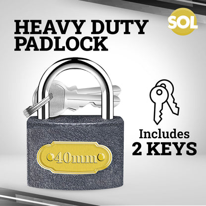 Padlock 40mm Heavy Duty Iron Outdoor Shed Safety Security Shackle Lock 2 Key