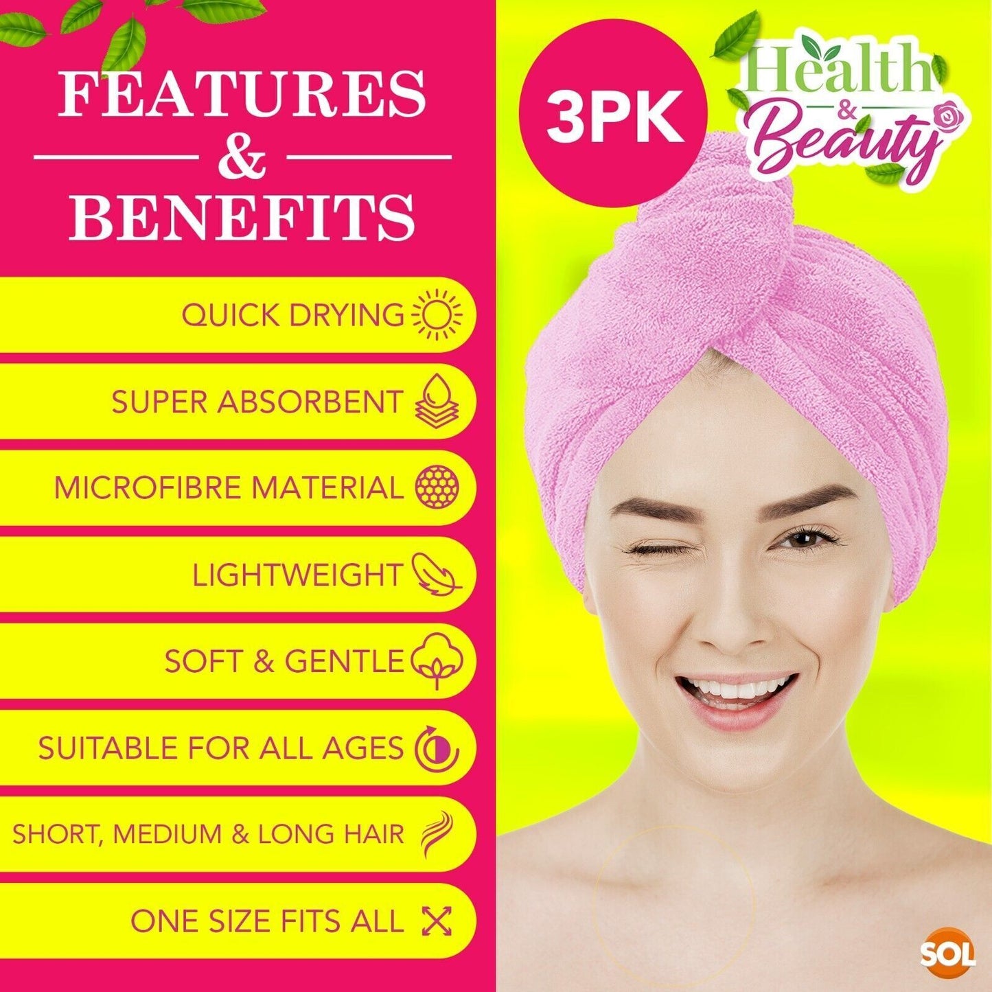 2-4 Hair Turban Towel Microfibre Head Wrap Quick Dry Drying Bath Shower Hat Cap