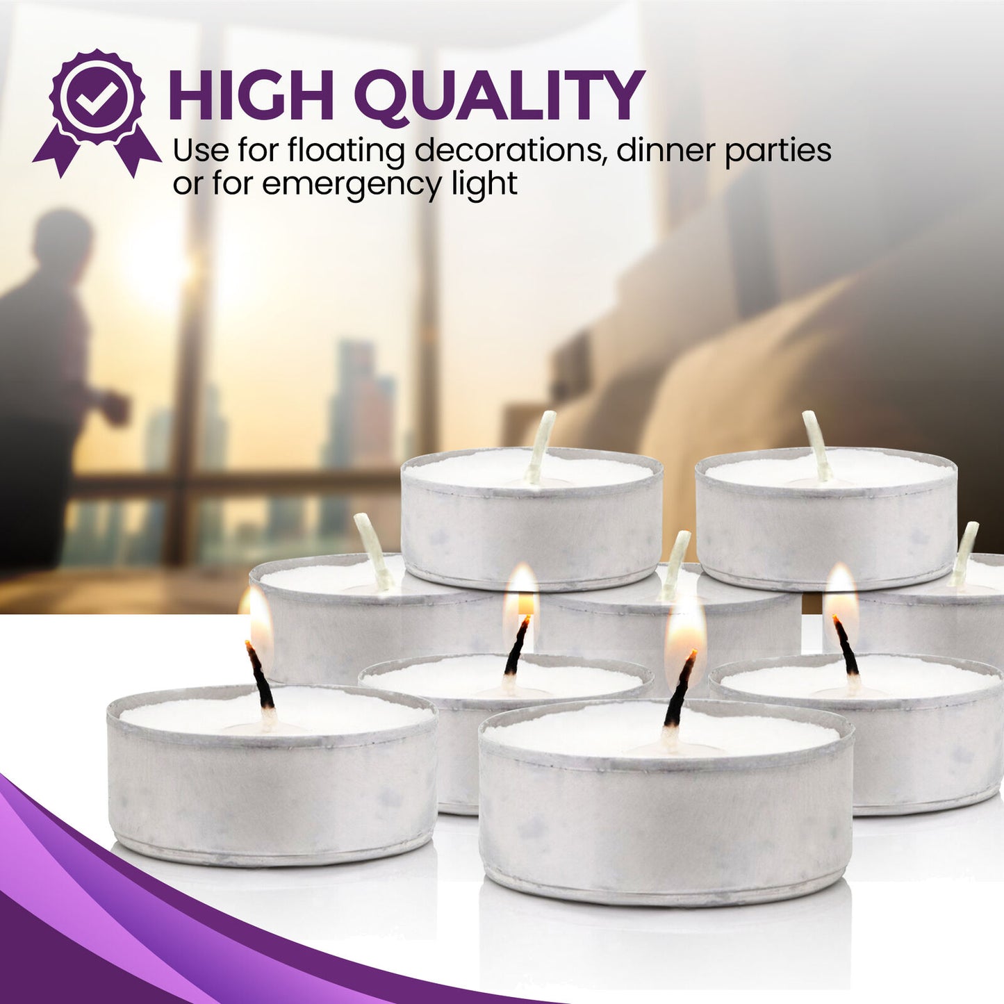 15pk Tea Lights White Unscented Unfragranced Night Candles 3.5 Hour T Tealights