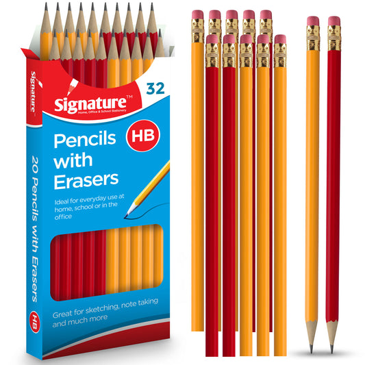 16-96 Strong HB Pencils with Eraser Rubber Tips Office School Drawing Art Craft