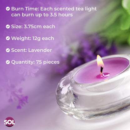 75pk Scented Tea Lights Candles | Various Fragrances 4 Hour Burn Time Tealights