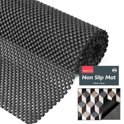 Black Anti Slip Mat Roll 150x30cm | Grip Matting Matt Drawer Liner Multi Purpose