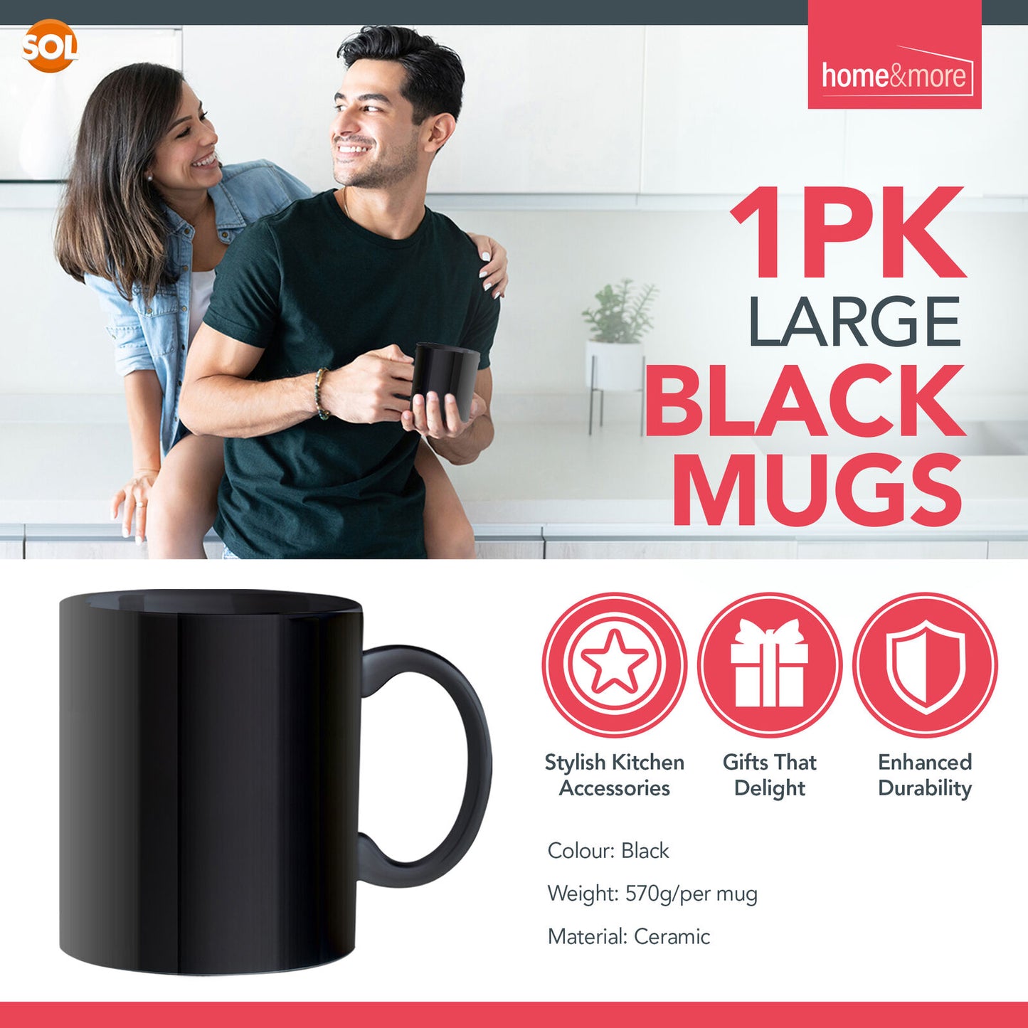 1-12 Extra Large Big Mug Black 1 One Pint Giant Jumbo Coffee Tea Chunky Soup Cup