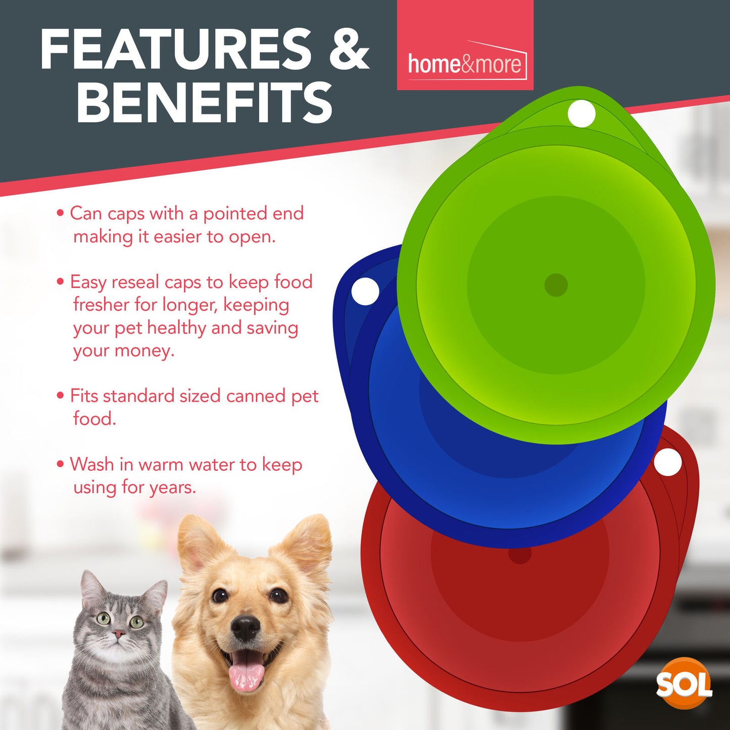 6 Plastic Can Lids Tin Covers Pet Dog Cat Food Reusable Caps Tops Fresh Storage