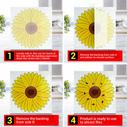 8pk Fly Trap Window Stickers Sticky Sunflower Insect Bug Flies Killer Catcher