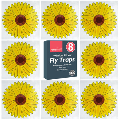 8pk Fly Trap Window Stickers Sticky Sunflower Insect Bug Flies Killer Catcher