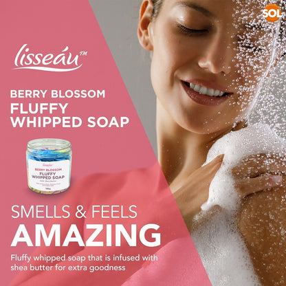 Whipped Soap Shower Fluff Shea Butter Whip 190g Berry Blossom Scented Bath Body