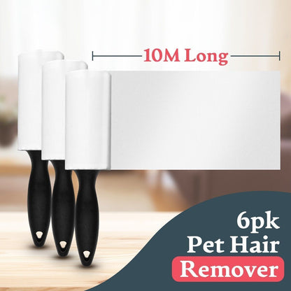 6pk x 10m Lint Roller Refills Rolls Pet Hair Clothes Fluff Dust Remover Sticky