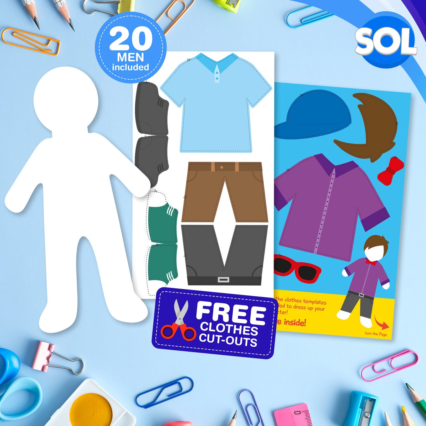 40 Paper People Cut Outs for Kids Arts and Crafts 20 Boy 20 Girl Cut Out Clothes