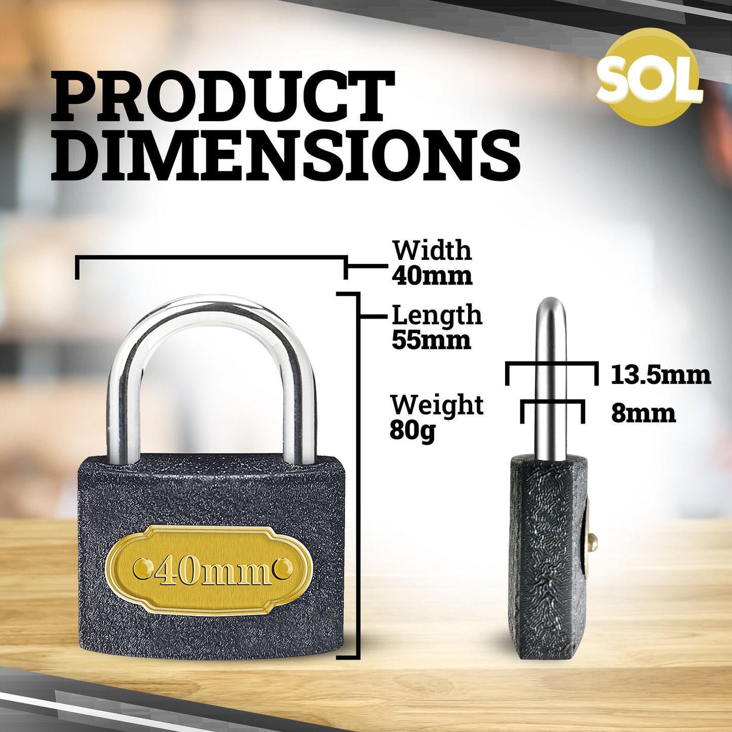 Padlock 40mm Heavy Duty Iron Outdoor Shed Safety Security Shackle Lock 2 Key