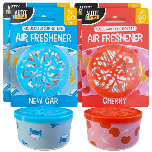 4pk Can Air Freshener Cup Holder Gel | New Car Cherry Scents | Home Van Taxi Cab