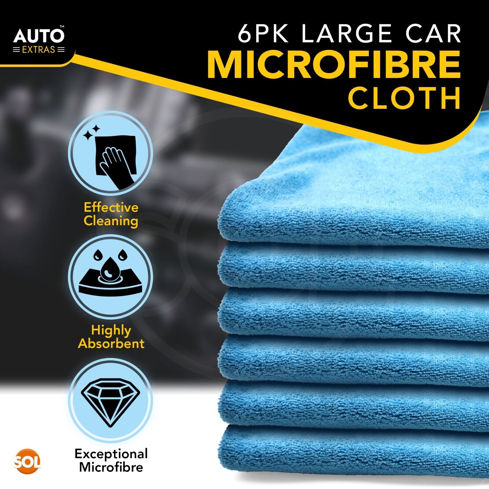 6-15pk Microfibre Cloths 40x40 Cleaning Drying Kitchen Window Car Cleaning Large