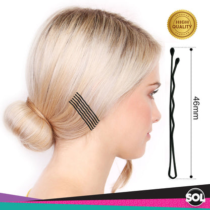 Hair Grips Black Bobby Pins 4.6cm | Waved Styling Clips | 400 Pack