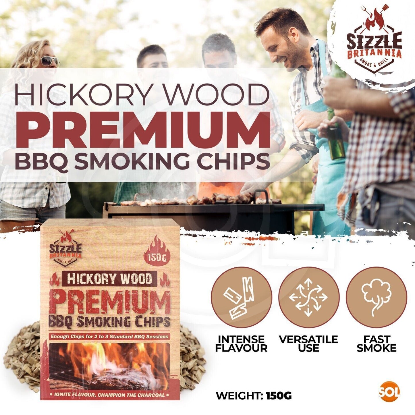 BBQ Smoking Wood Chips For Food 150g Smoker Chunks | Apple Hickory Walnut Cherry