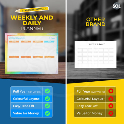 Weekly Planner Pad Daily To Do Food Meal List Organiser 52 Tear Off Sheets Notes