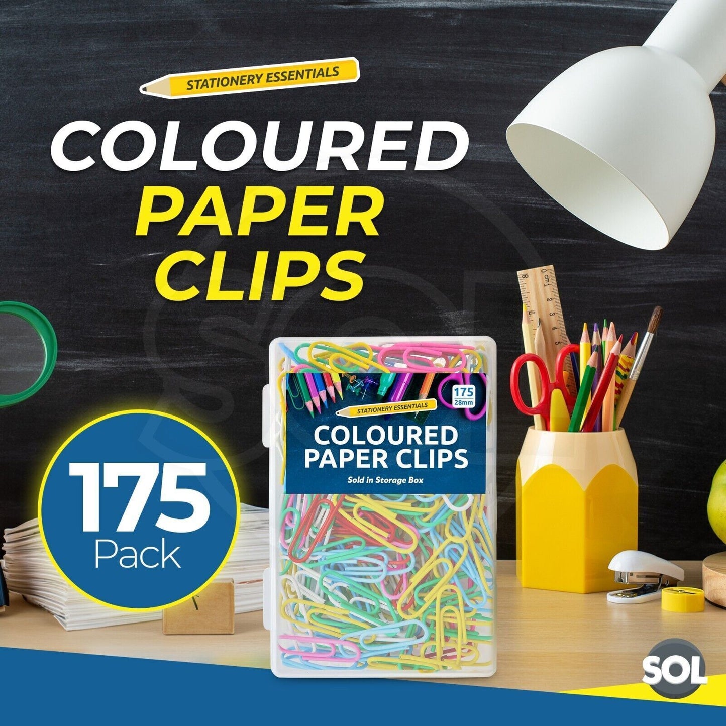 Coloured Paper Clips 28mm 175 Pack | Assorted Boxed Set