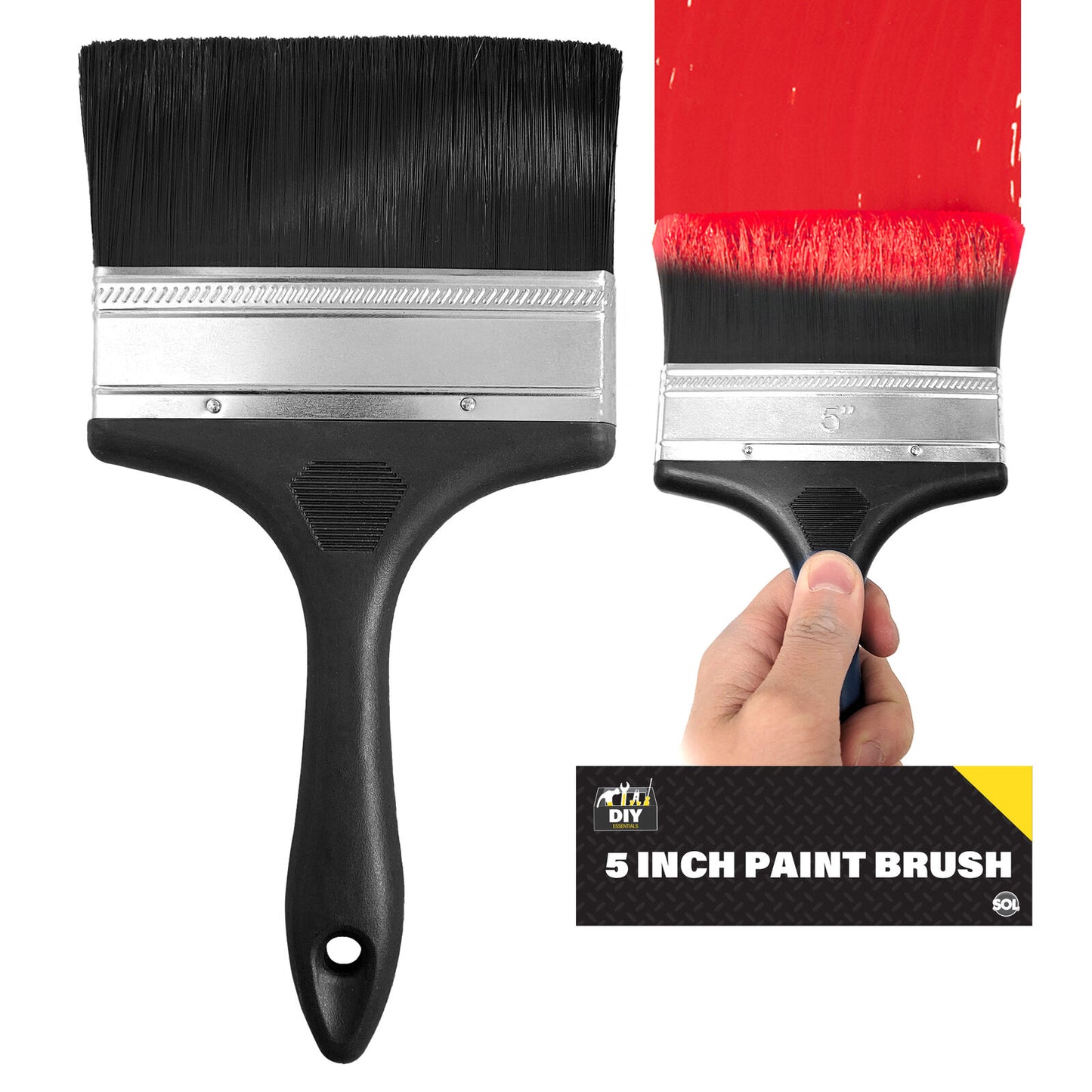 1-2pk 5 Inch Paint Brushes - For Interior & Exterior Painting with No Bristle Loss & Comfortable Handle