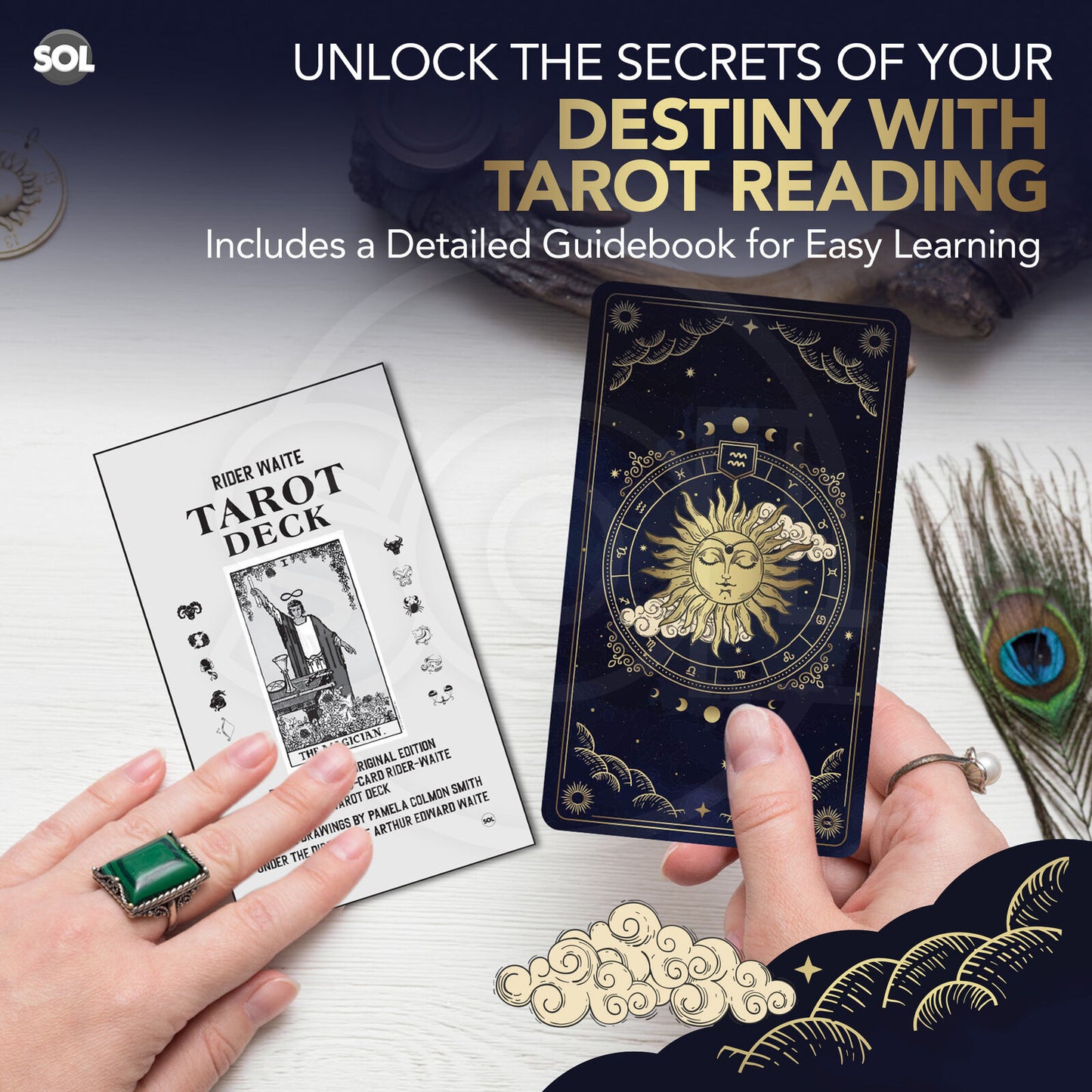 78 Tarot Cards Deck Set Box For Beginners and Party Games & Playing Guide Book