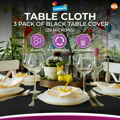 3-6 Plastic Table Covers Round 1.4M Tablecloth Disposable Wipe Clean Party Cloth