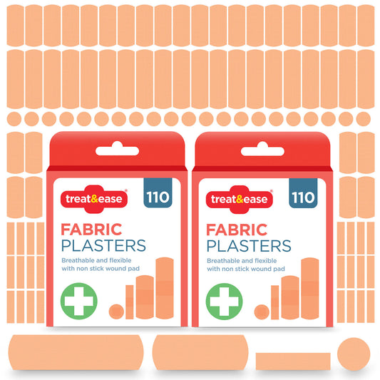 220 Assorted Fabric Plasters Breathable Flexible Adhesive FirstAid Wound Healing