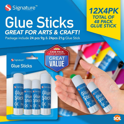 16-48pk Kids Glue Sticks School 9g 21g Washable Non Toxic Home Office Craft Bulk