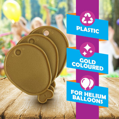 24pk Balloon Weights Gold | Plastic Helium Balloon Shape Birthday Wedding Party