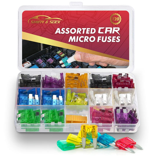 120pk Mini Car Fuses 2-40A Micro Bike Van Auto Fuse Mini Blade Set w/Puller