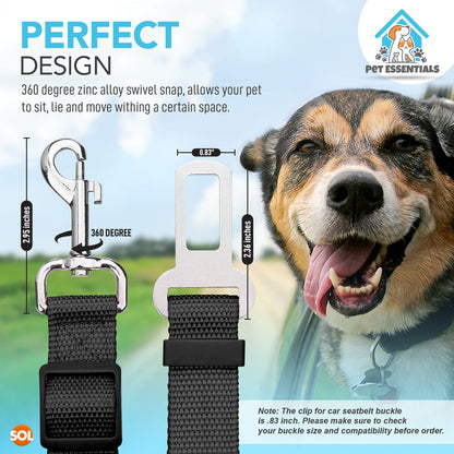 2pk Pet Dog Seat Belt | Adjustable Travel Car Safety Harnesses Lead Restraint