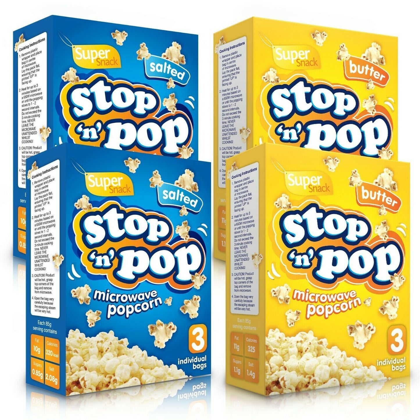 12 x 85g Microwave Popcorn | Butter & Salted Flavour Movie Cinema Theatre Party