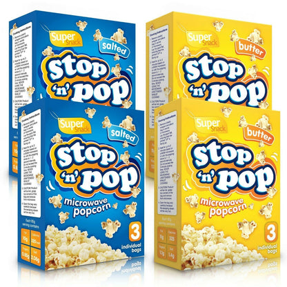 12 x 85g Microwave Popcorn | Butter & Salted Flavour Movie Cinema Theatre Party