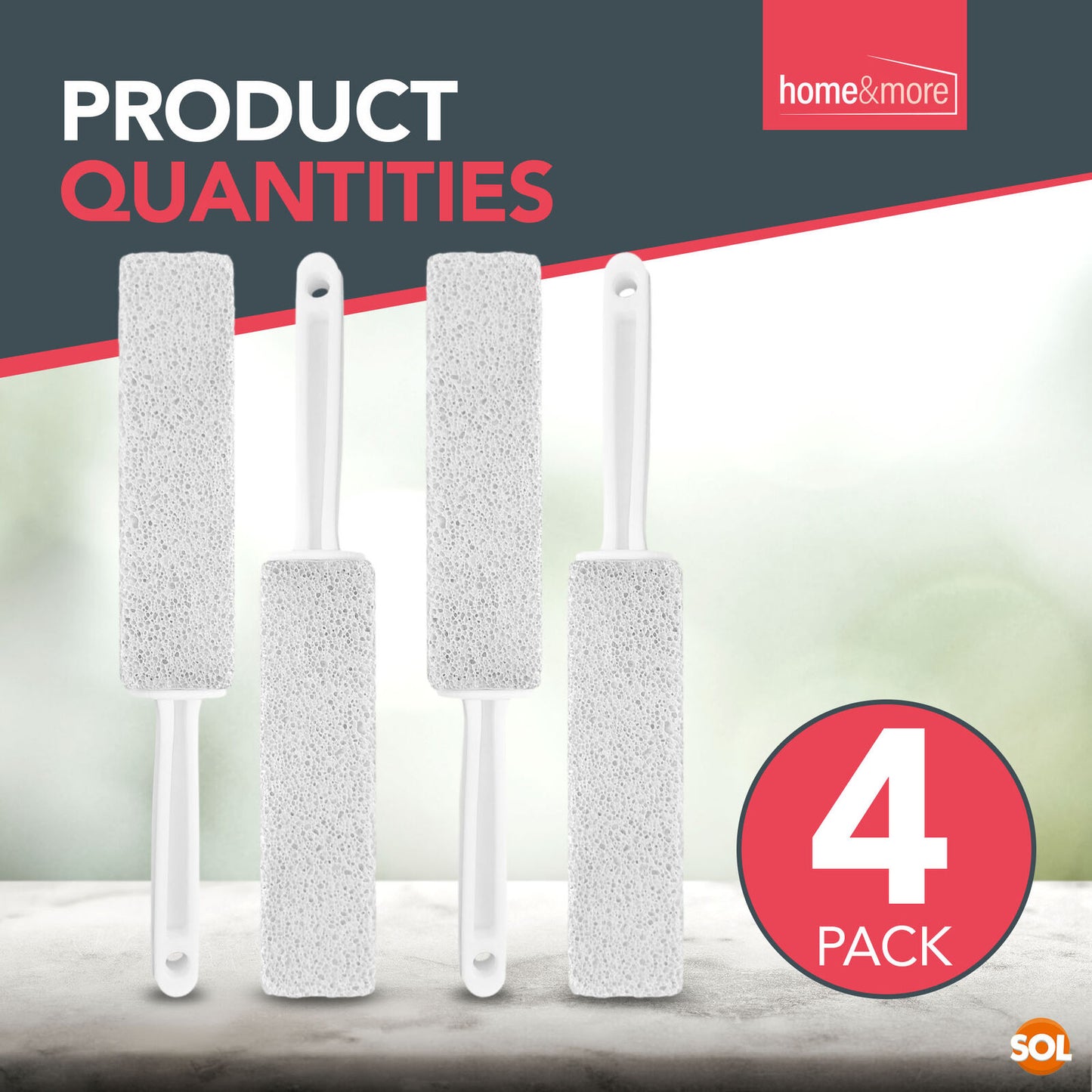 2-4 Pumice Stone with Handle | Long Stick for Toilet Cleaning Bowl Brush Cleaner