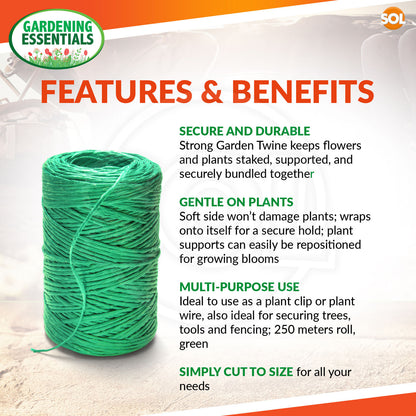 250-750M Green Garden String Twine Heavy Duty Gardening Plant Support Craft