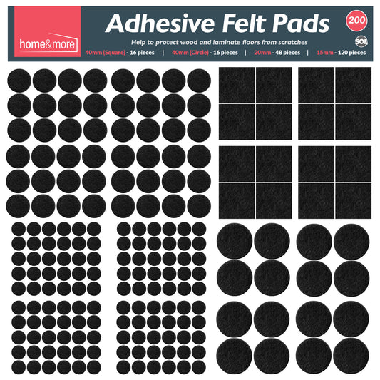 200 Felt Pads Self Adhesive Black Sticky Furniture Floor Chair Legs Protectors