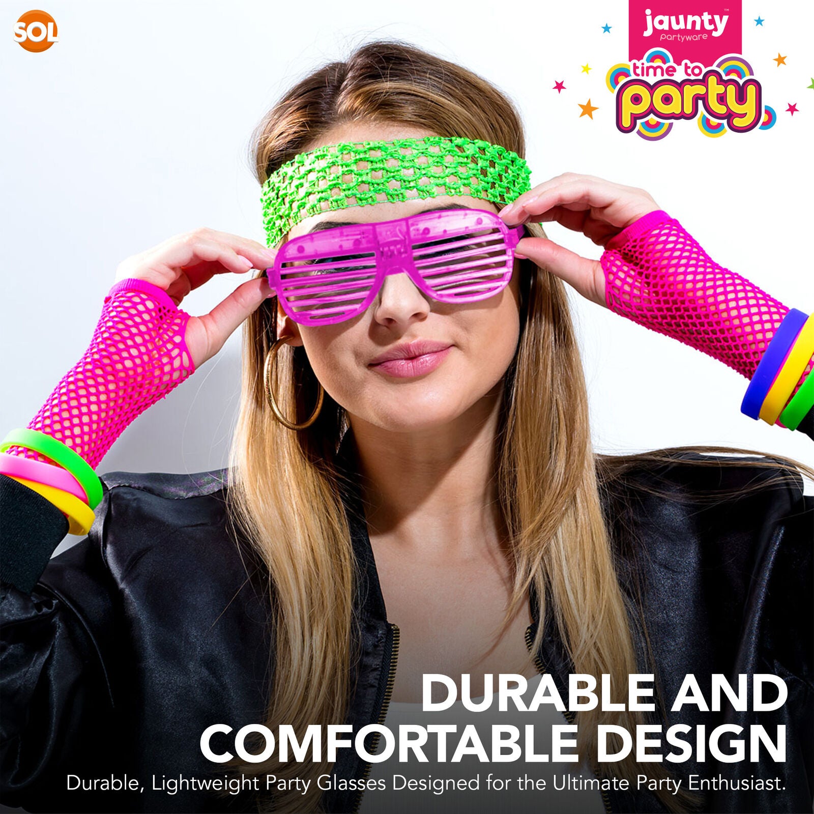 48-144 Flashing Party Glasses | LED Light Up Glow Neon Shutter Shades Disco Rave