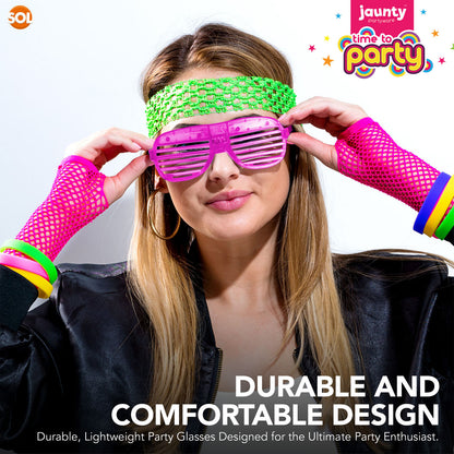48-144 Flashing Party Glasses | LED Light Up Glow Neon Shutter Shades Disco Rave