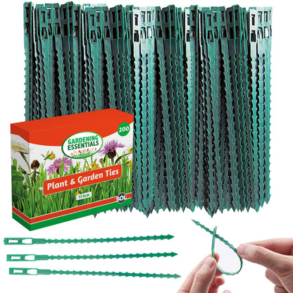 200 Green Garden Twist Ties Flexible Adjustable Plastic Plant Wire Support Cable