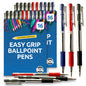 16-64 Blue Red Black Retractable Ballpoint Pens Biros 1.0mm Ink Smooth Grip Tip