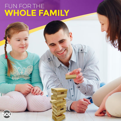 2pk Wooden Tumbling Tower Game Traditional Stacking Family Kids Travel Mini 48pc