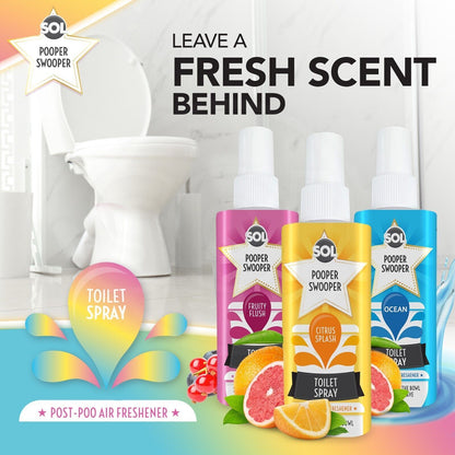 Pooper Toilet Spray | Citrus Ocean Fruity Fragrance | 6 Pack
