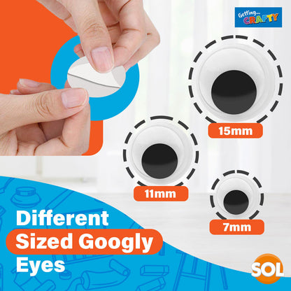 200-1200 Self Adhesive Googly Eyes Stick On Sticky Wobbly Wiggly Craft