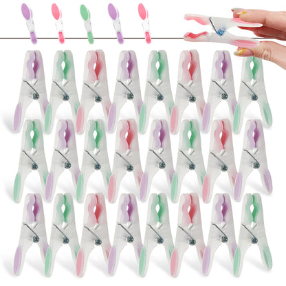 30 Pack Soft Grip Clothes Pegs Strong Plastic Laundry Rubber Clips Washing Line