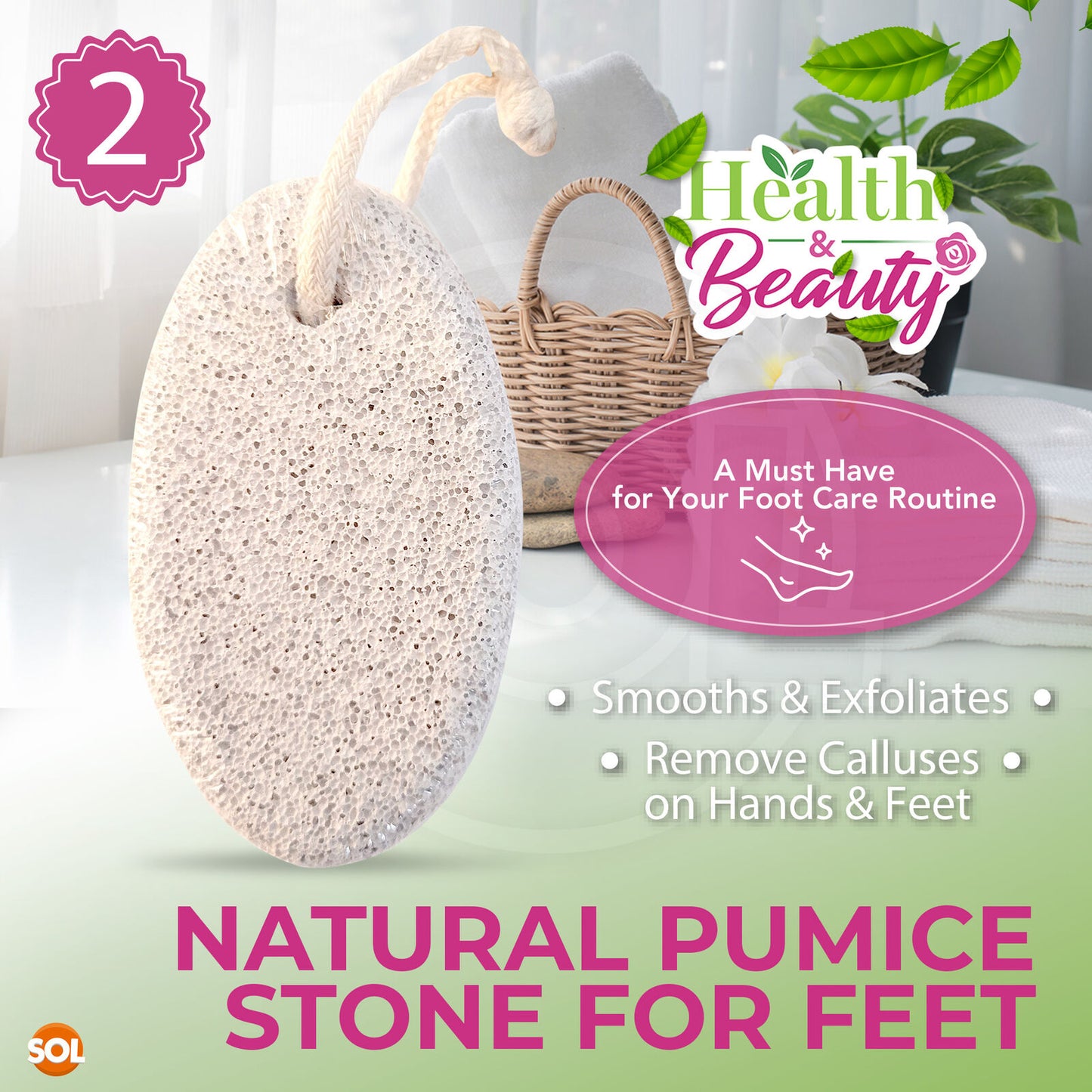 2pk Natural Pumice Stone For Feet | Hard Dead Skin Callus Remover Exfoliate Foot