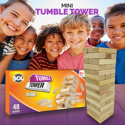 Wooden Tumbling Tower Game Traditional Stacking Family Kids Travel Friendly Mini