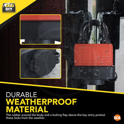 Heavy Duty Weatherproof Padlock 40mm Outdoor Security Iron Lock Shed Safety 3Key