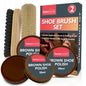 2 Shoe Brush Set Cleaning Kit Black Brown Polish Leather Boot Shine Brushes Care