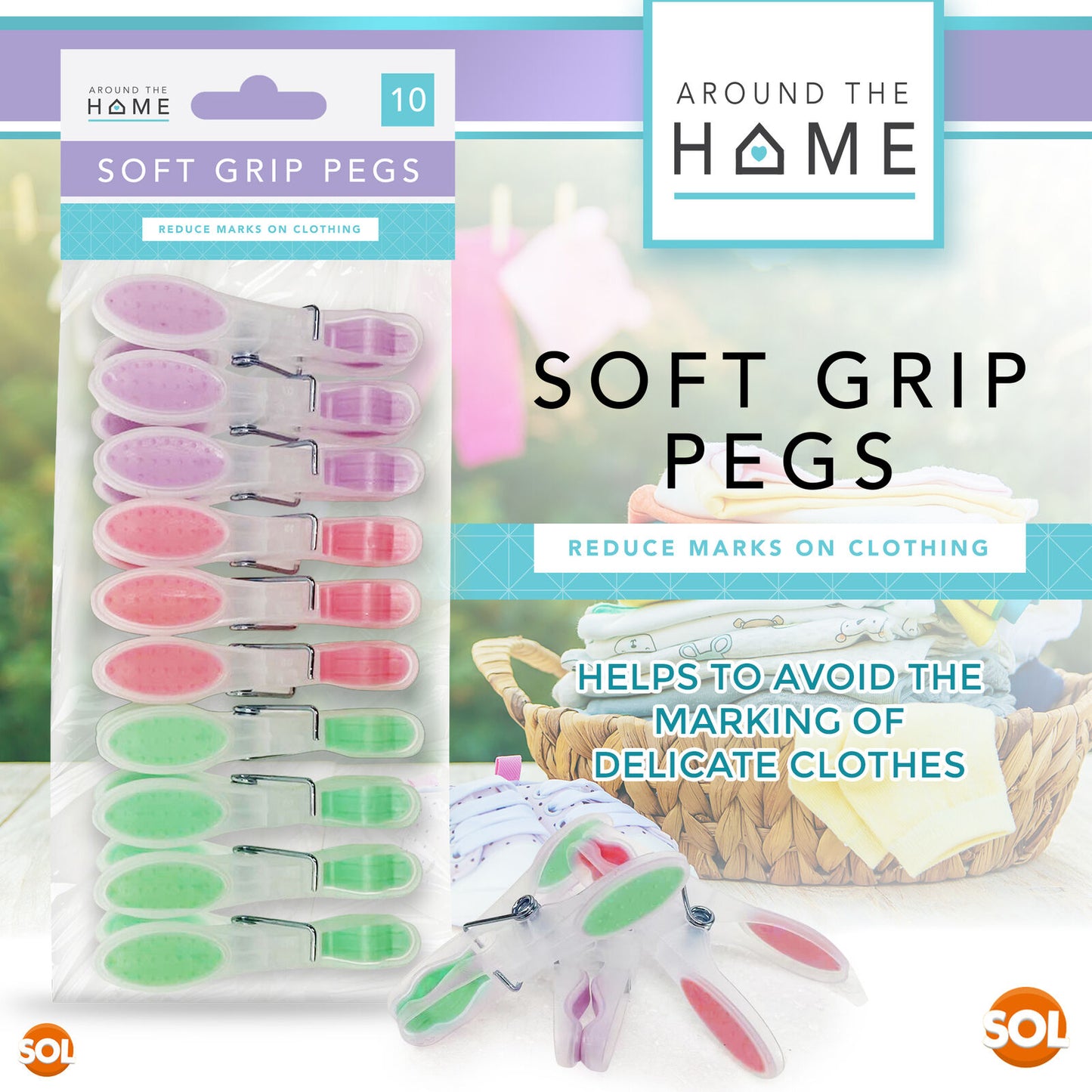 30 Pack Soft Grip Clothes Pegs Strong Plastic Laundry Rubber Clips Washing Line
