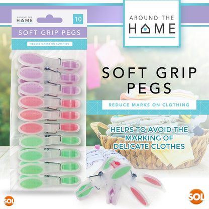 30 Pack Soft Grip Clothes Pegs Strong Plastic Laundry Rubber Clips Washing Line