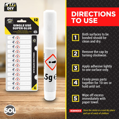 24pk Super Glue Extra Strong Bond | Premium Adhesive Plastic Rubber Leather Wood